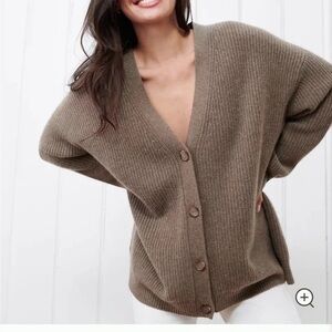 Jenni Kayne Cocoon Cardigan in Cashmere Blend Taupe Brown Size M